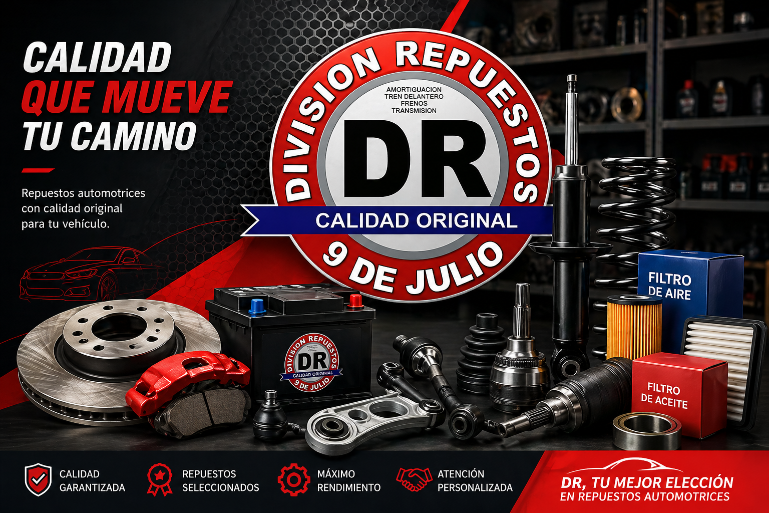 Estantería de una casa de repuestos automotores